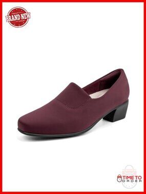 Women's Orthopedic Pumps Low Block Heel Square Toe Stretch Dress Loafers